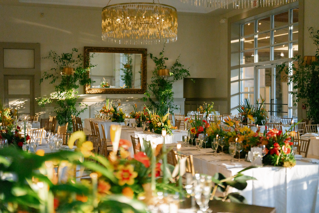 Lush and modern, tropical and seasonal NJ Wedding flowers with bright, joyful color palette.