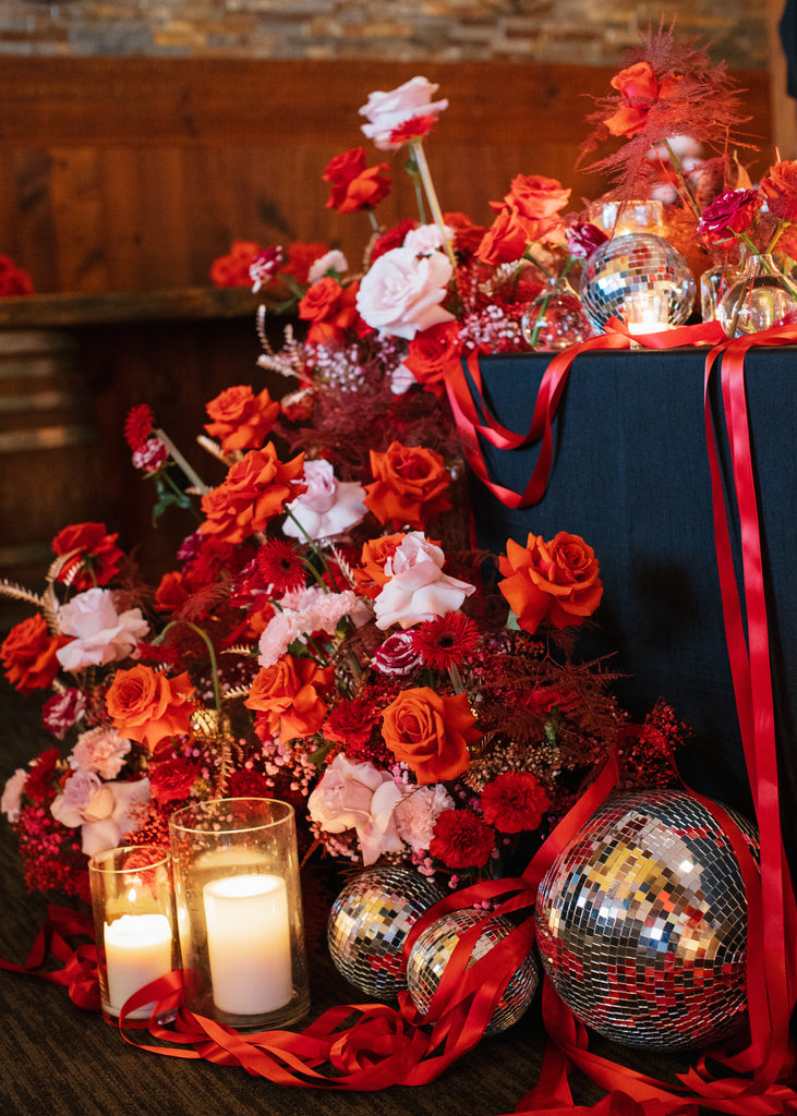 Brave Floral Event & Wedding Flowers - The Red Wedding. Fun, bold, disco vibes. 