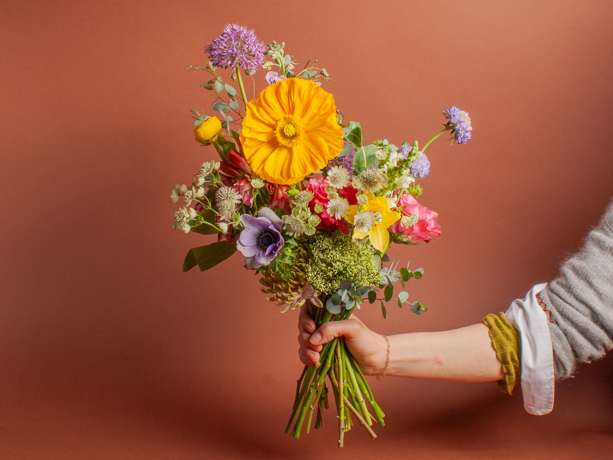 Send Positive Vibes - Fresh Wrapped Bouquet (Medium) – Brave Floral