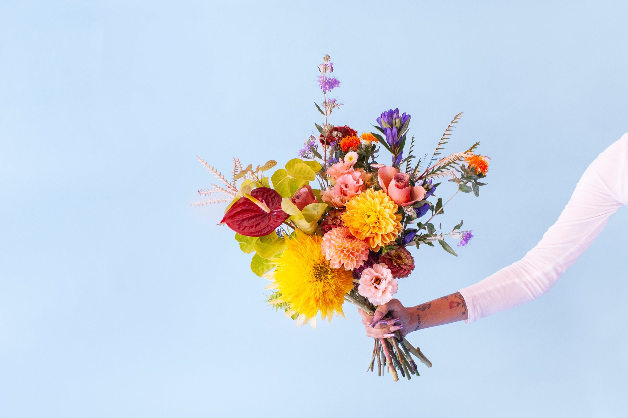 Send Positive Vibes - Fresh Wrapped Bouquet (Medium) – Brave Floral